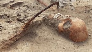 A 17th-Century Vampire Grave Discovered in Poland of Skeleton with a Sickle Across Her Neck